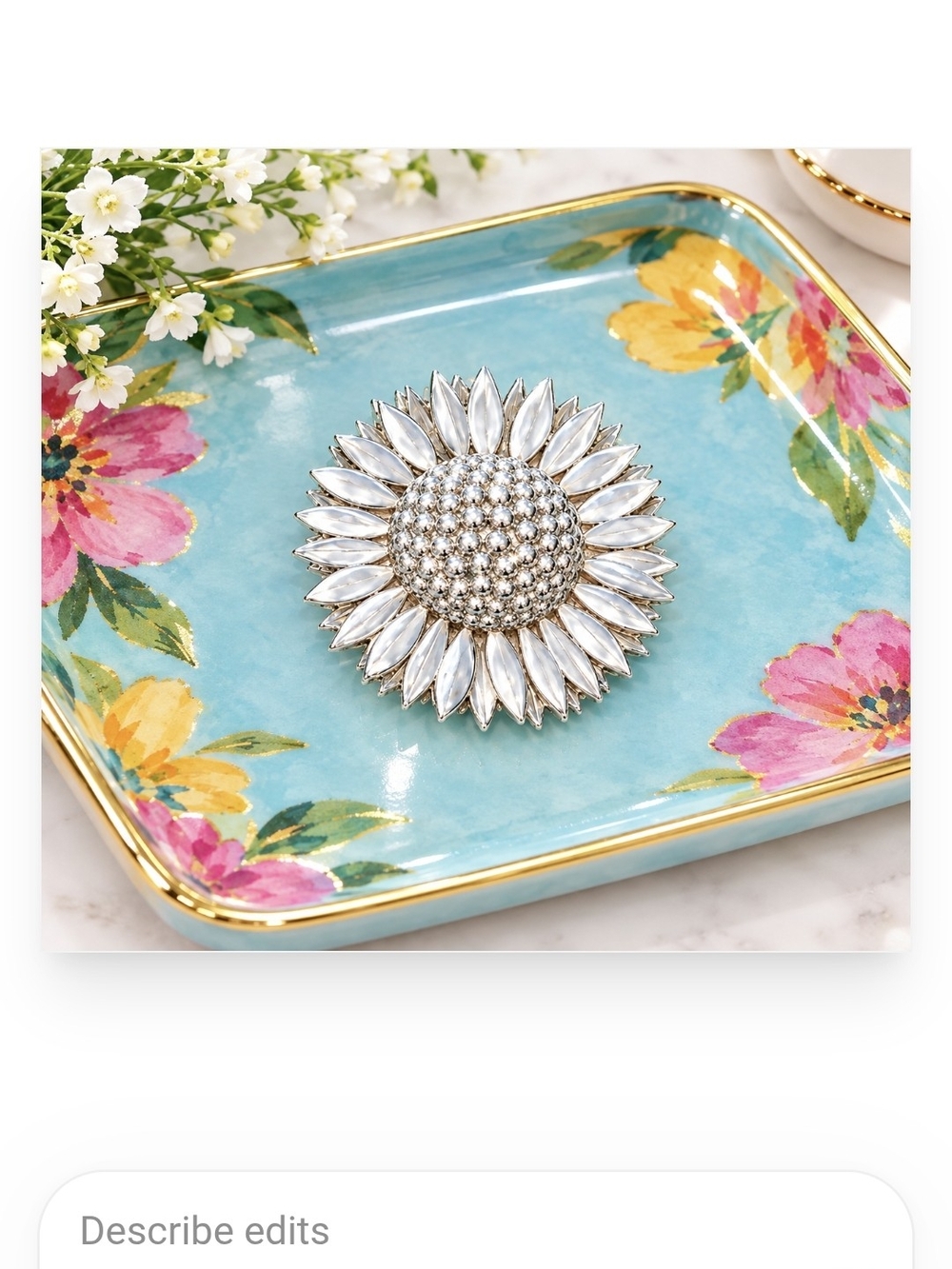 925 Sterling Silver Sunflower Brooch